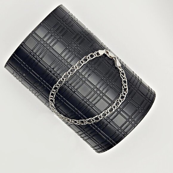 Vintage Sterling Silver Double Cable Link Chain Bracelet 7" – Italy IBB 925 - Picture 3 of 5